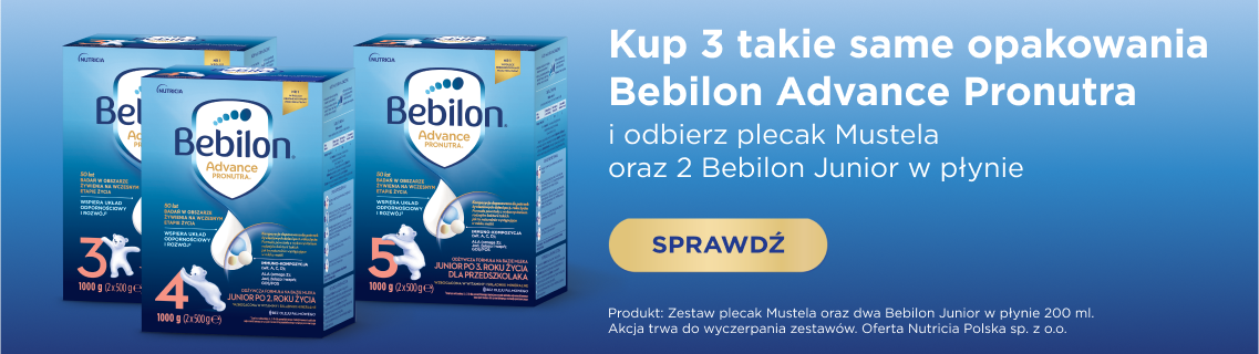 kup 3 takie same opakowania Bebilon Advence Pronutra i odbierz plecak Mustela oraz 2 bebilon junior w płynie