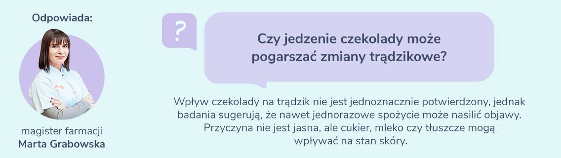 Czy jedzenie czekolady może pogarszać zmiany trądzikowe? Odpowiada Farmaceutka Gemini 