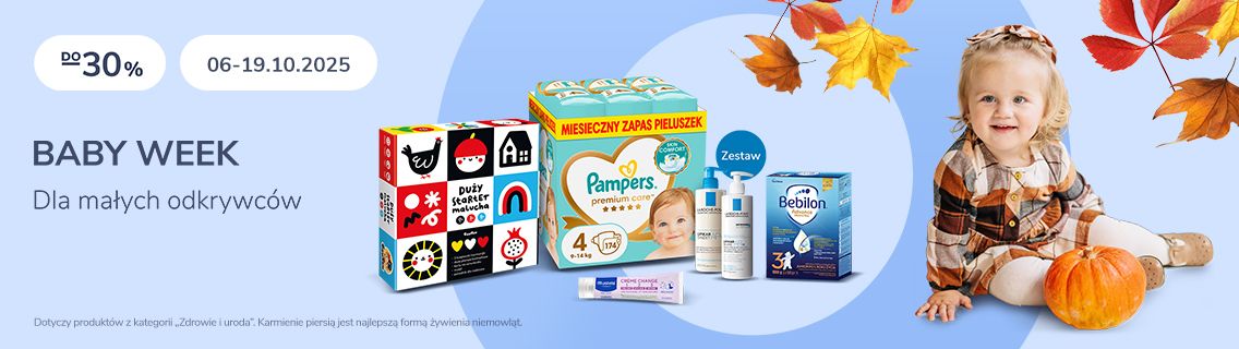baby week uśmiechnięte dziecko w jesiennej aurze