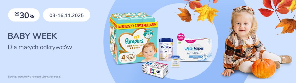 baby week uśmiechnięte dziecko w jesiennej aurze