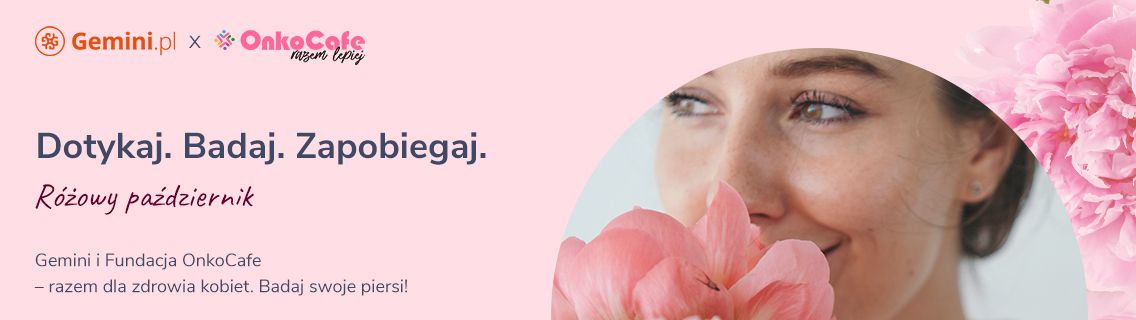 Dotykaj. Badaj. Zapobiegaj. Rozowy pazdziernik. Kobieta z kwiatami