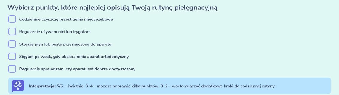 Oceń swoje codzienne nawyki pielęgnacyjne jamy ustnej.